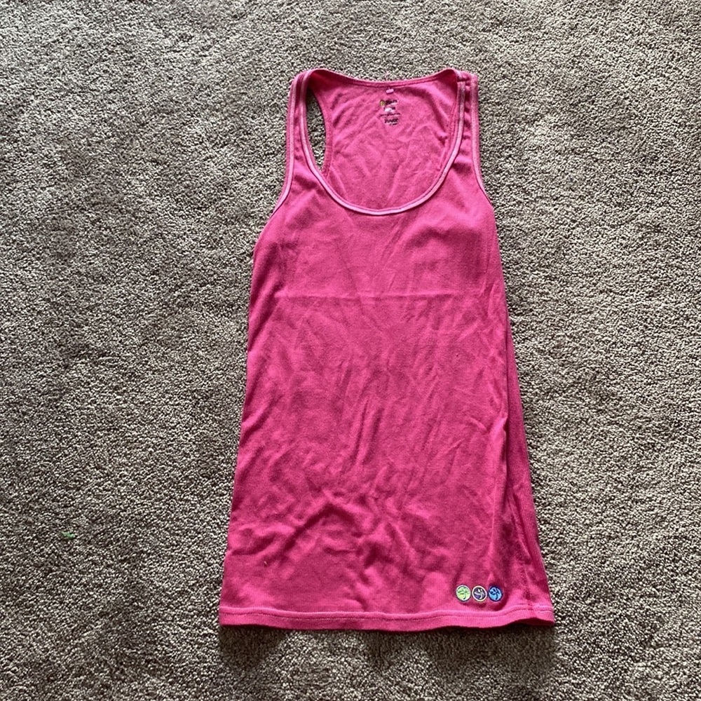 Zumba Fitness Pink Racerback Tank Top Athletic Workout Stretch Logo SIZE L